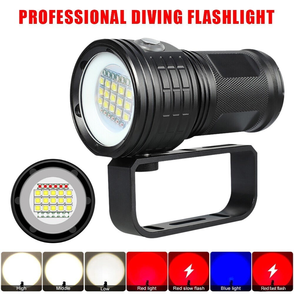 25000LM Scuba Diving Light Underwater LED Flashlight Dive Underwater Lighting