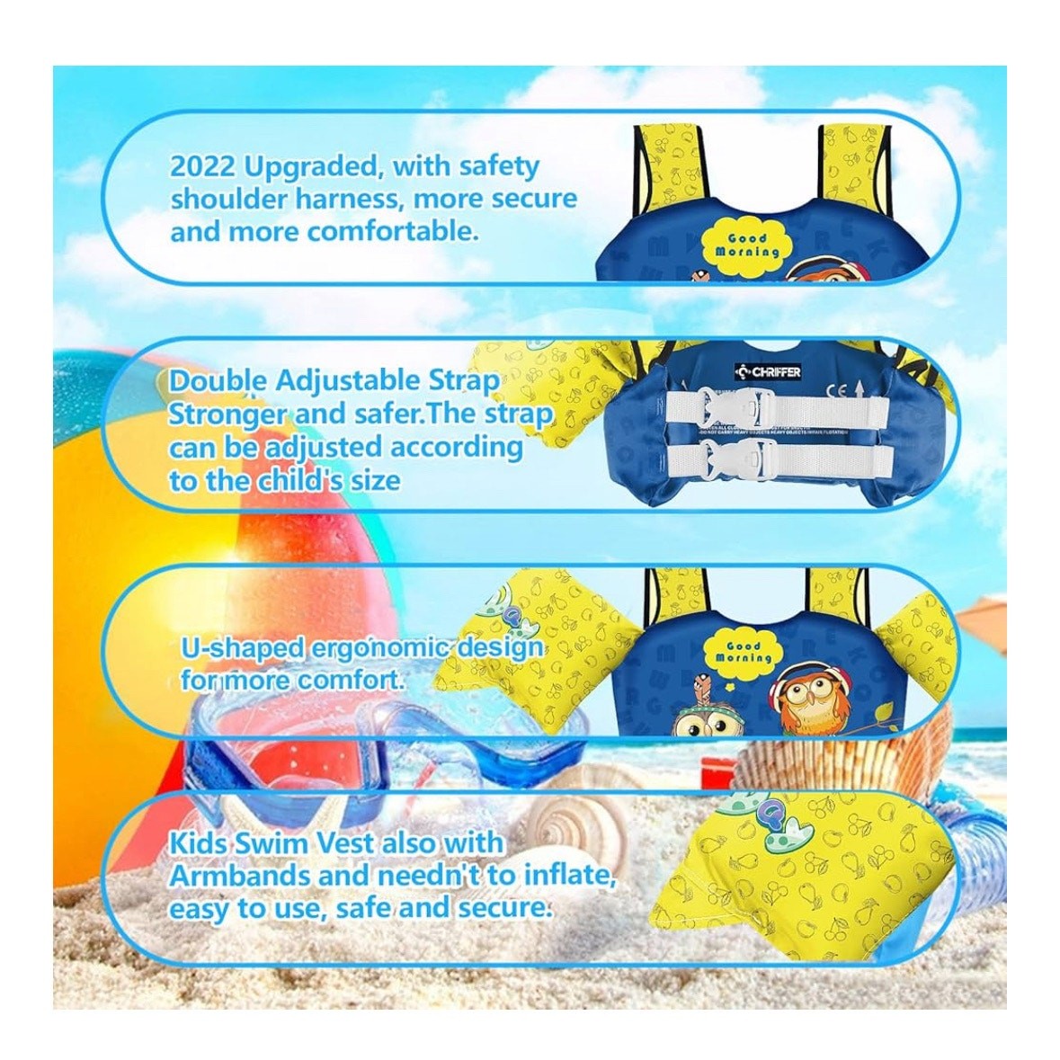 NEW- Kids Swim Aid “Puddle Jumper” Type Floatie for 30-55 Pounds Unisex