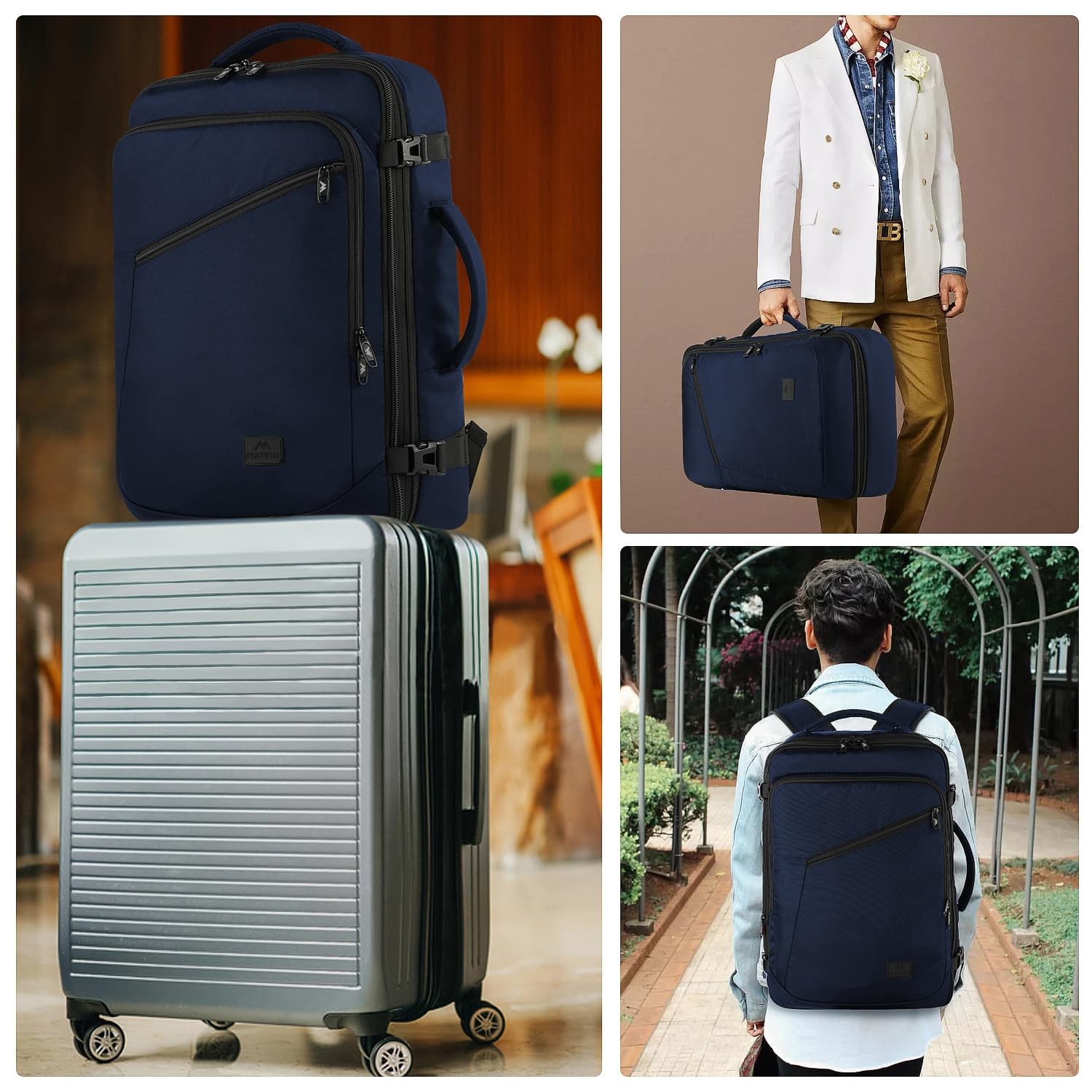 MATEIN Backpack for Travel, 27L Water Resistant Carry on Large, Blue