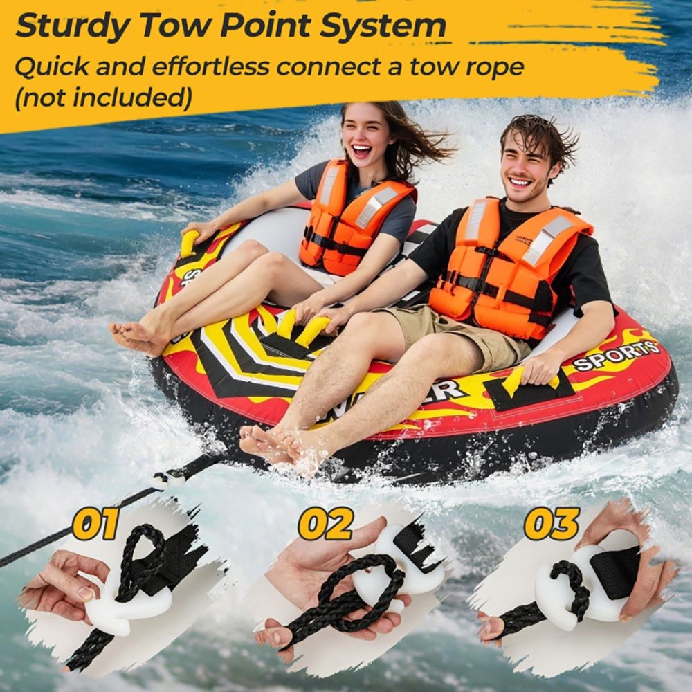 2 Person Inflatable Towable Watersport Boat Tube Float Boat Tubing Raft