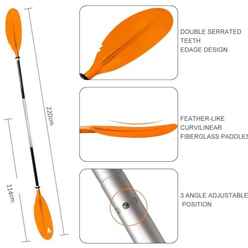 Karltion Adjustable Kayak Paddle Aluminum Alloy Shaft Glass Fiber Blade