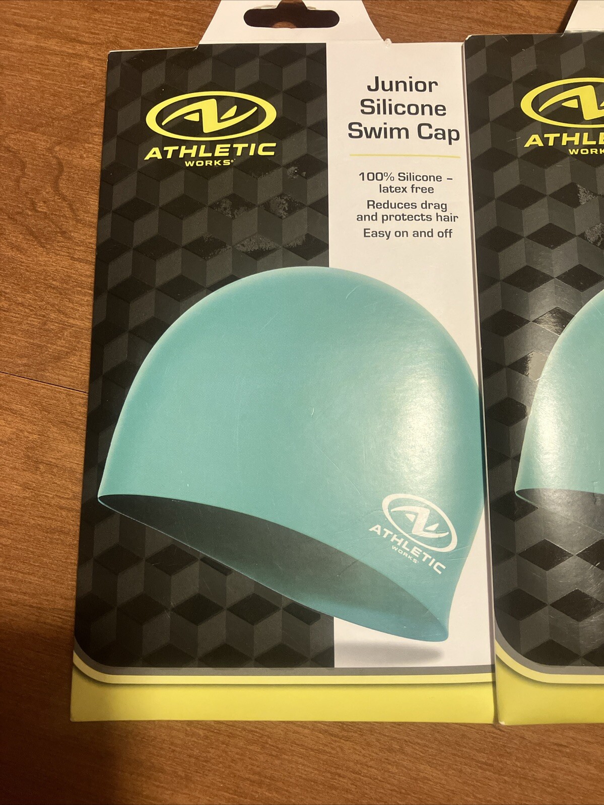 2 Athletic Works Junior Size 100% Silicone – Latex free, Easy On/Off Swim Cap 6+