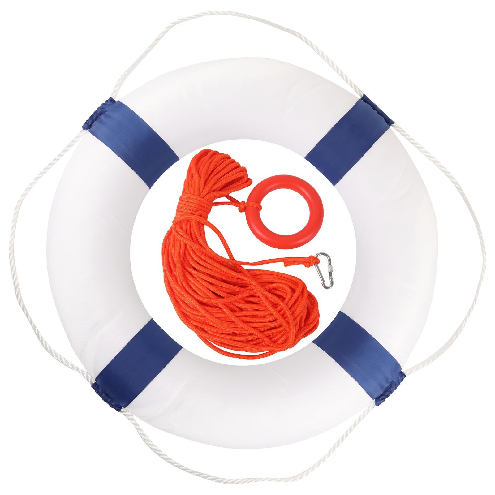 20″ Foam Life Preserver Ring & 98.4ft Floating Rope, Pool Safety Float, Boat Res