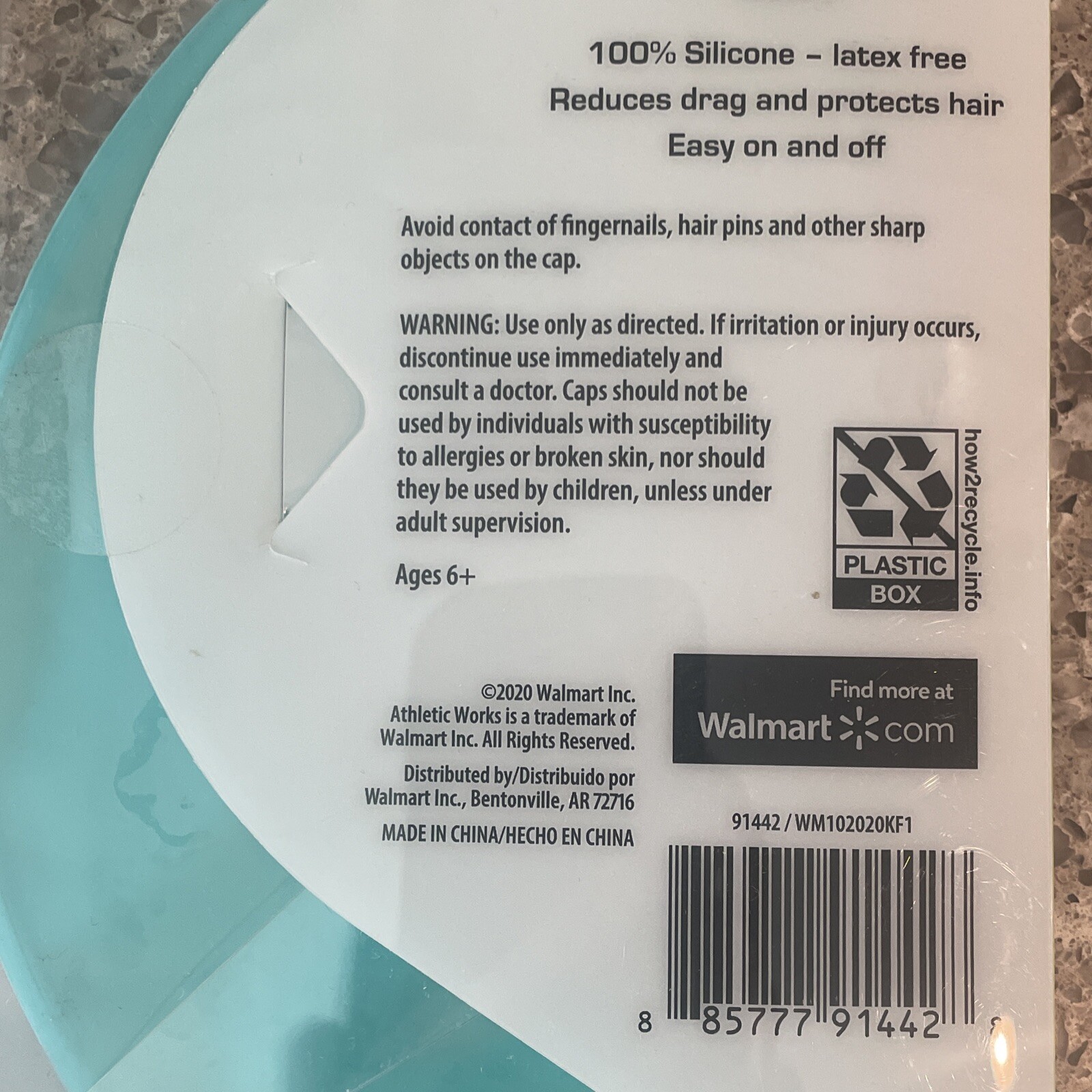 Athletic Works Junior 6+ 100% Silicone Latex-Free, Easy On/Off Swim Cap Teal