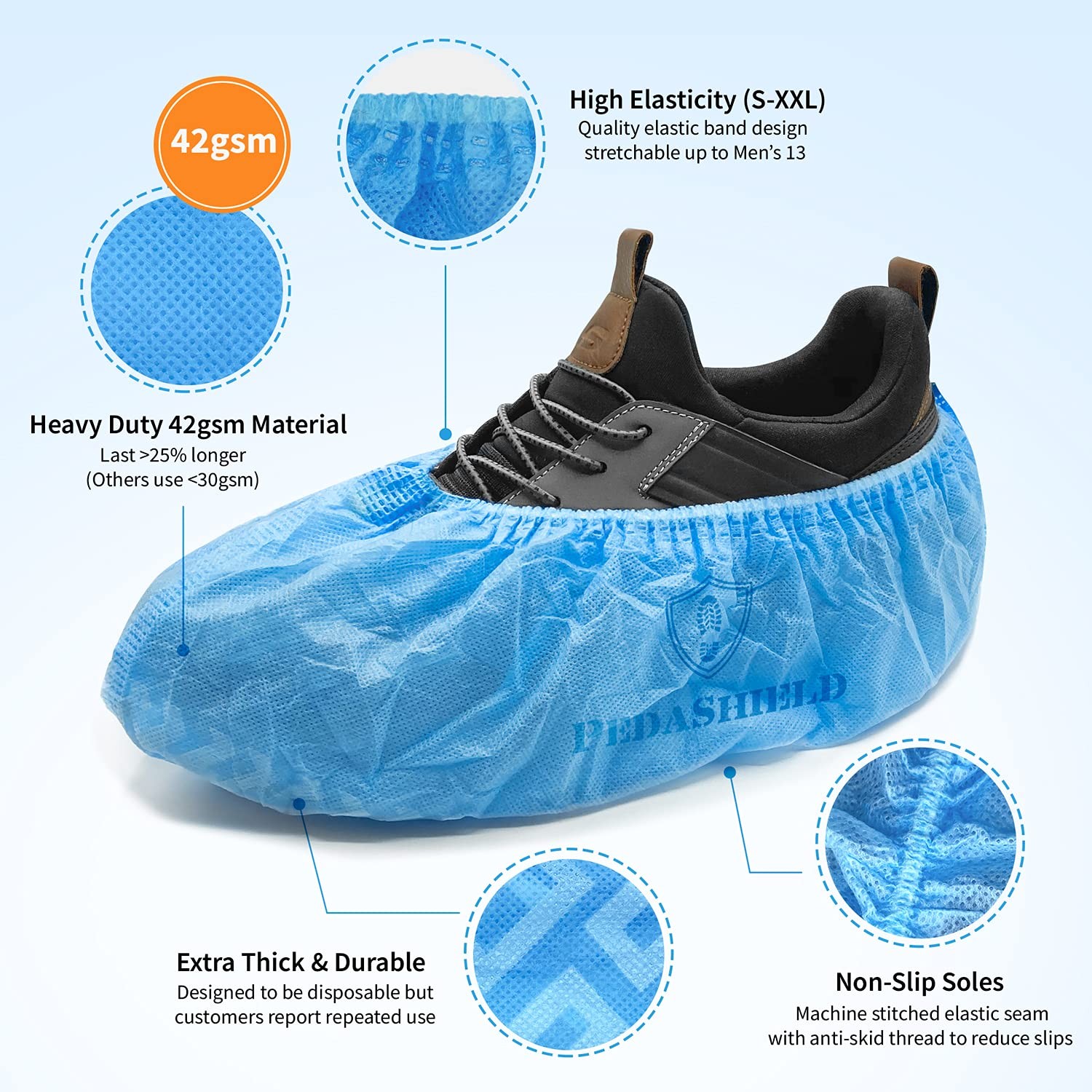22 Premium XL Booties -Thick Extra Large Disposable Boot & Shoe 22, Blue