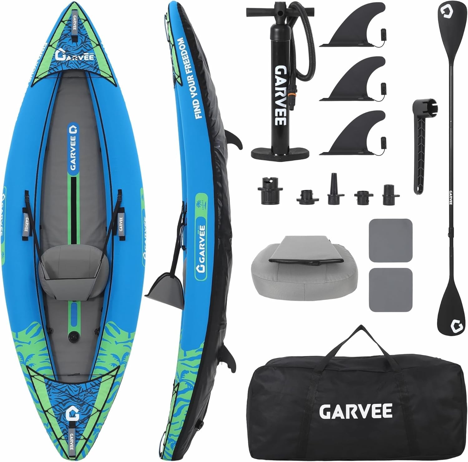 10ft Lightweight Drop Stitch Inflatable Kayak for 1 Adult – 450lbs Capacity