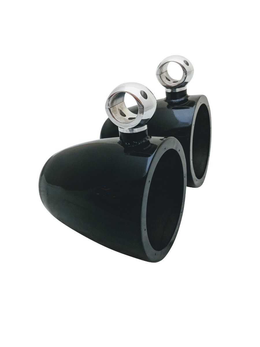 Krypt 8″ Wakeboard Tower Speaker Cans, Empty Pods, Clamps – Polished or Black
