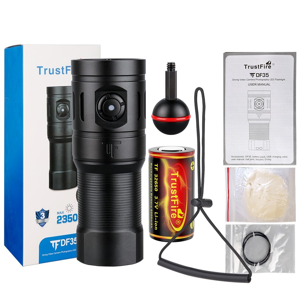 TrustFire DF35 Scuba Diving Light 2350 Lumen Dive Light 100m Snorkeling Light