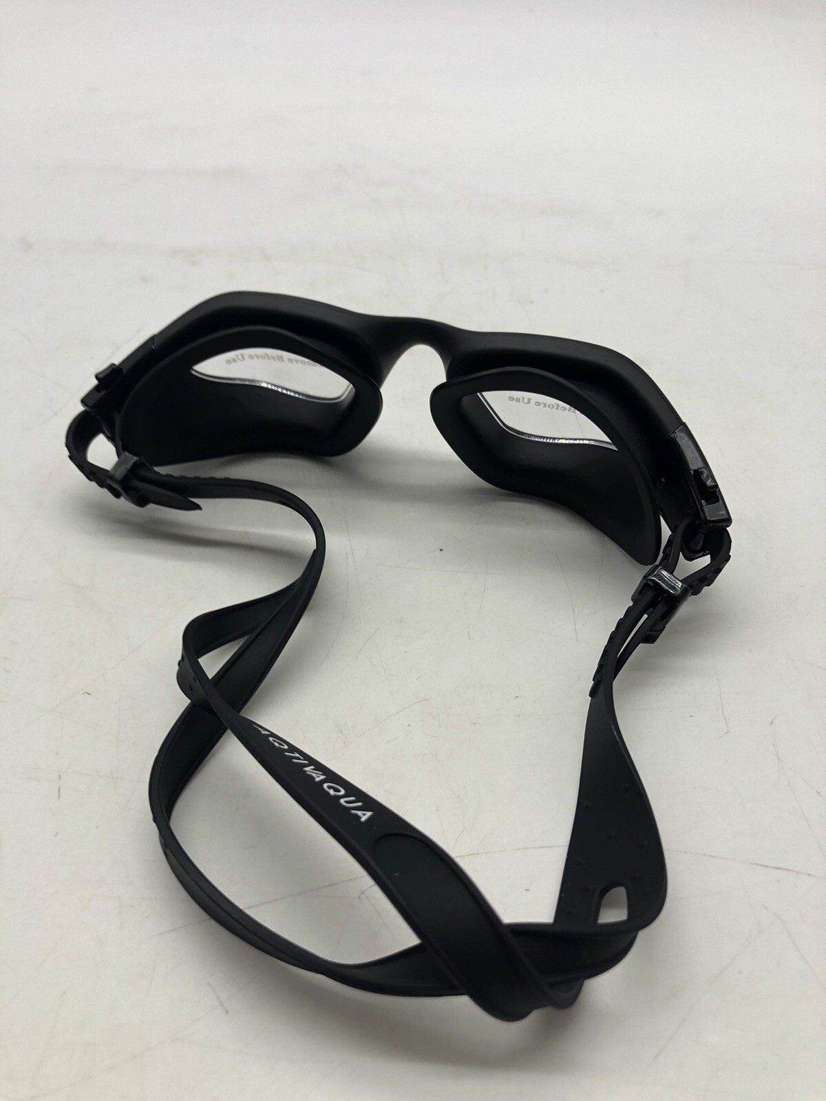 AqtivAqua DX Wide View Swimming Goggles Black Frame Clear Lens Silver Case