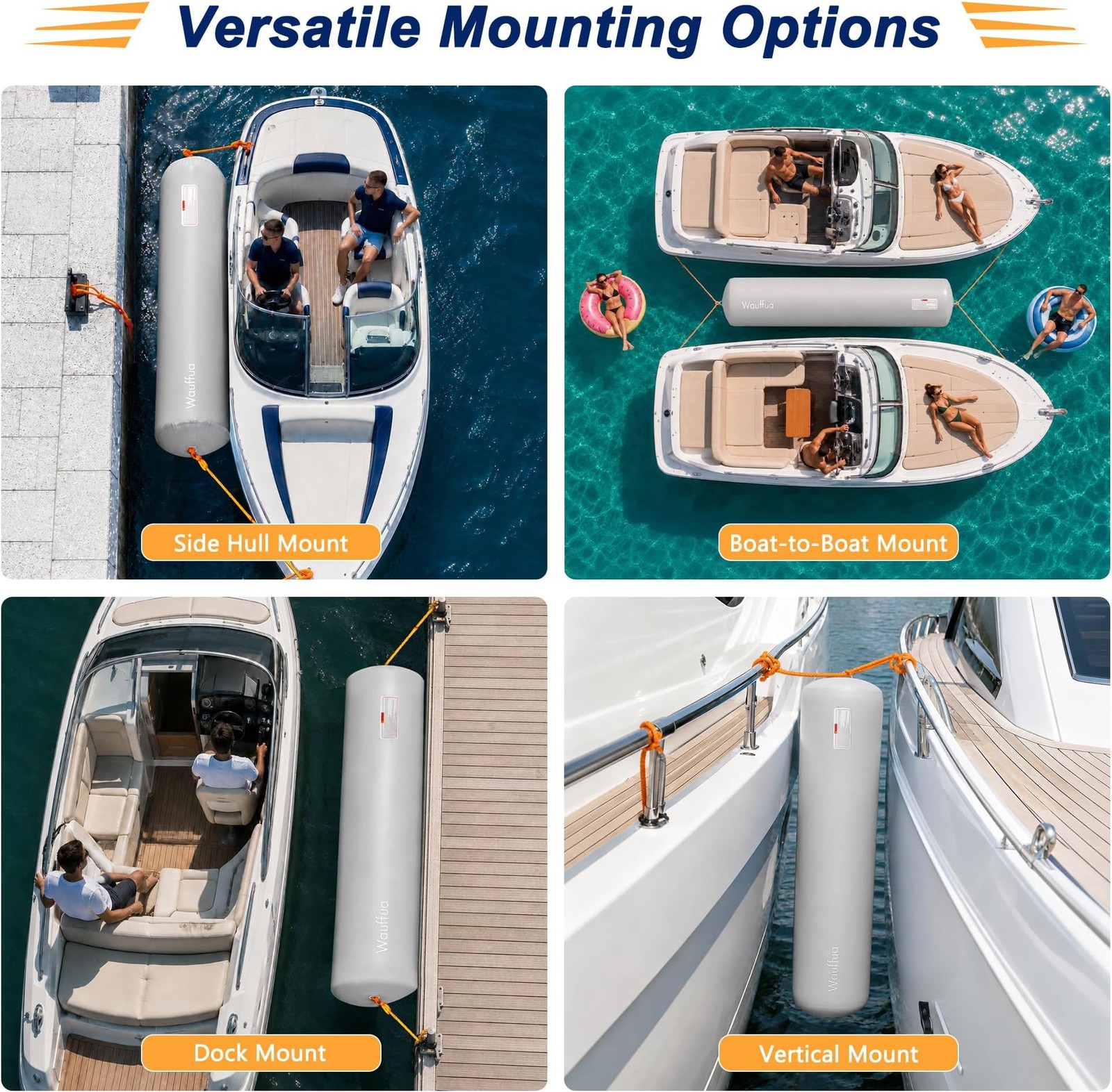 Boat Fenders for Docking, Full Protection Boat Bumpers for Docking with 2 Rop…