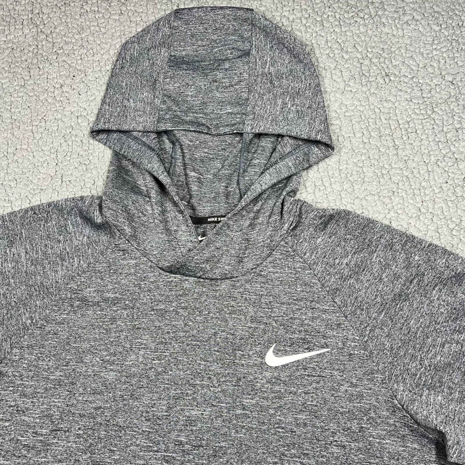 Nike Swim Mens Dri-FIT UPF 40+ Heathered Grey Hooded Rash Guard NESSB669 L
