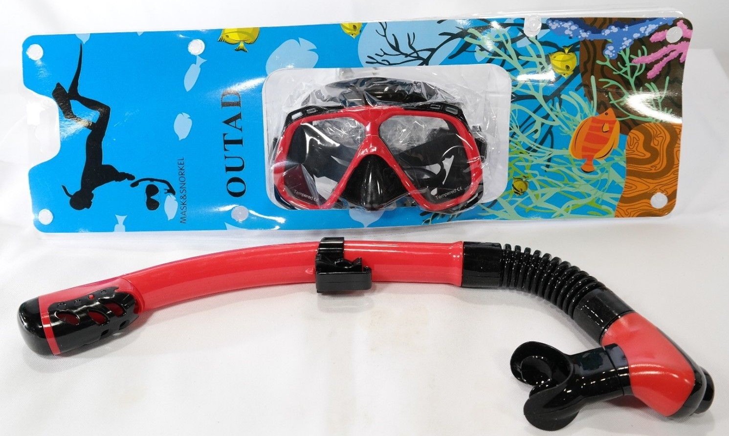 Snorkel and Mask Set by Outad Deep Coral Color & Black TF
