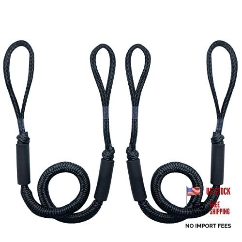 Bungee Dock Line,Boat Rope Stretchable Docking String with Foam Float 4FT Black