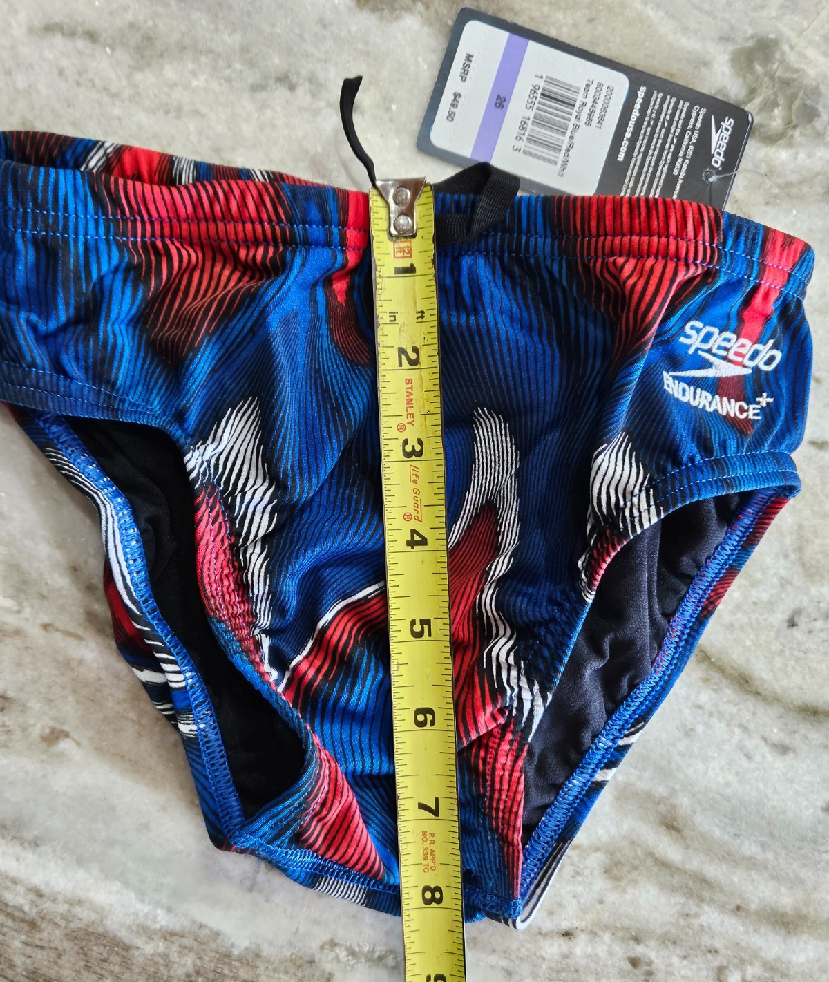 Speedo Competitive Endurance+ Red, White, Blue Swim Brief – Size 26 – FREE SHIP