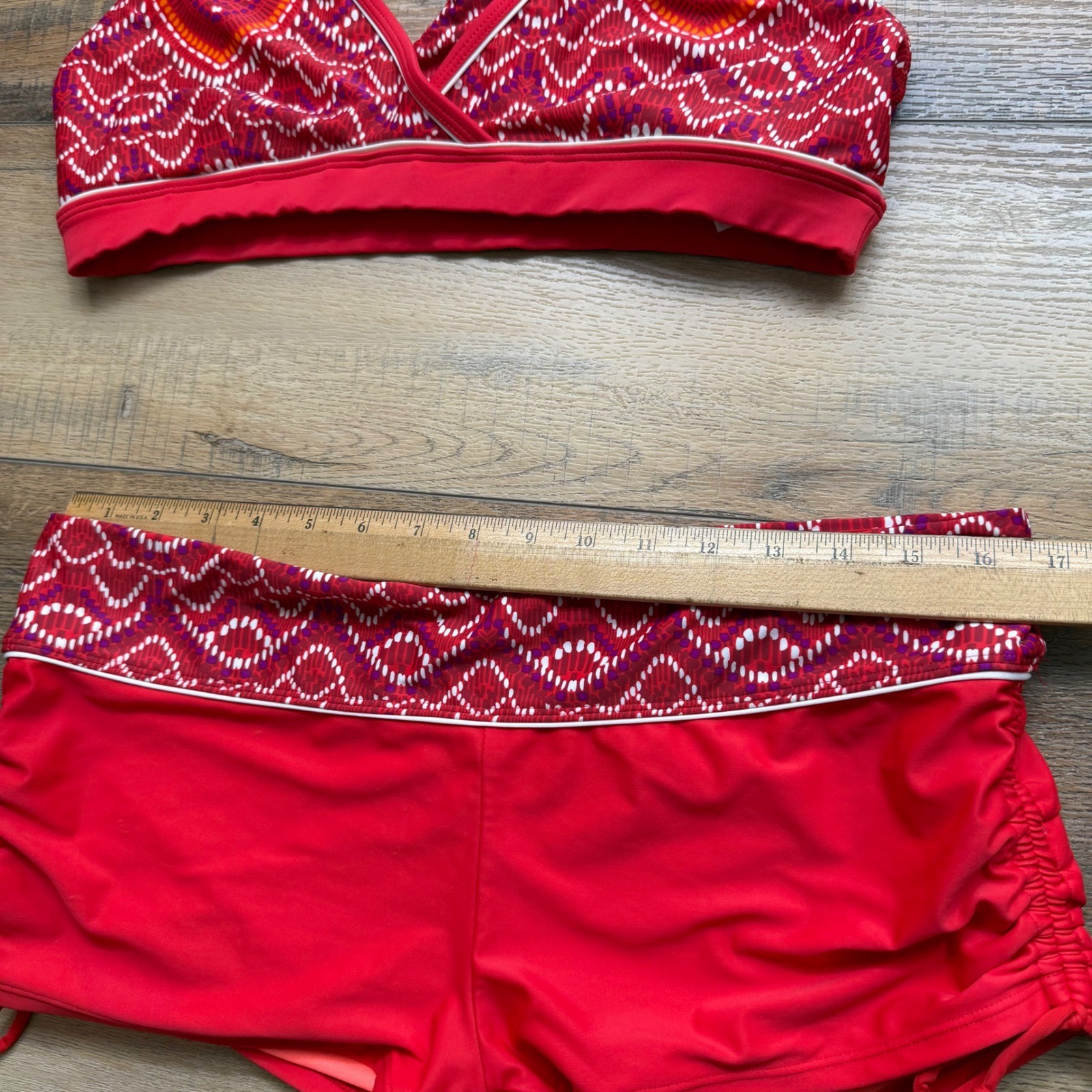 Athleta 3-piece Racer Back Top Bikini Bottom Boy Shorts Bottom Swim Suit Large