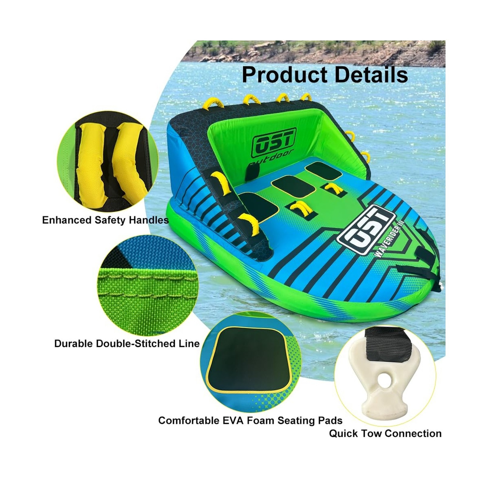 2-3 Person Towable Tubes for Boating, Sofa Style Boat Tube, Water Sports Infl…