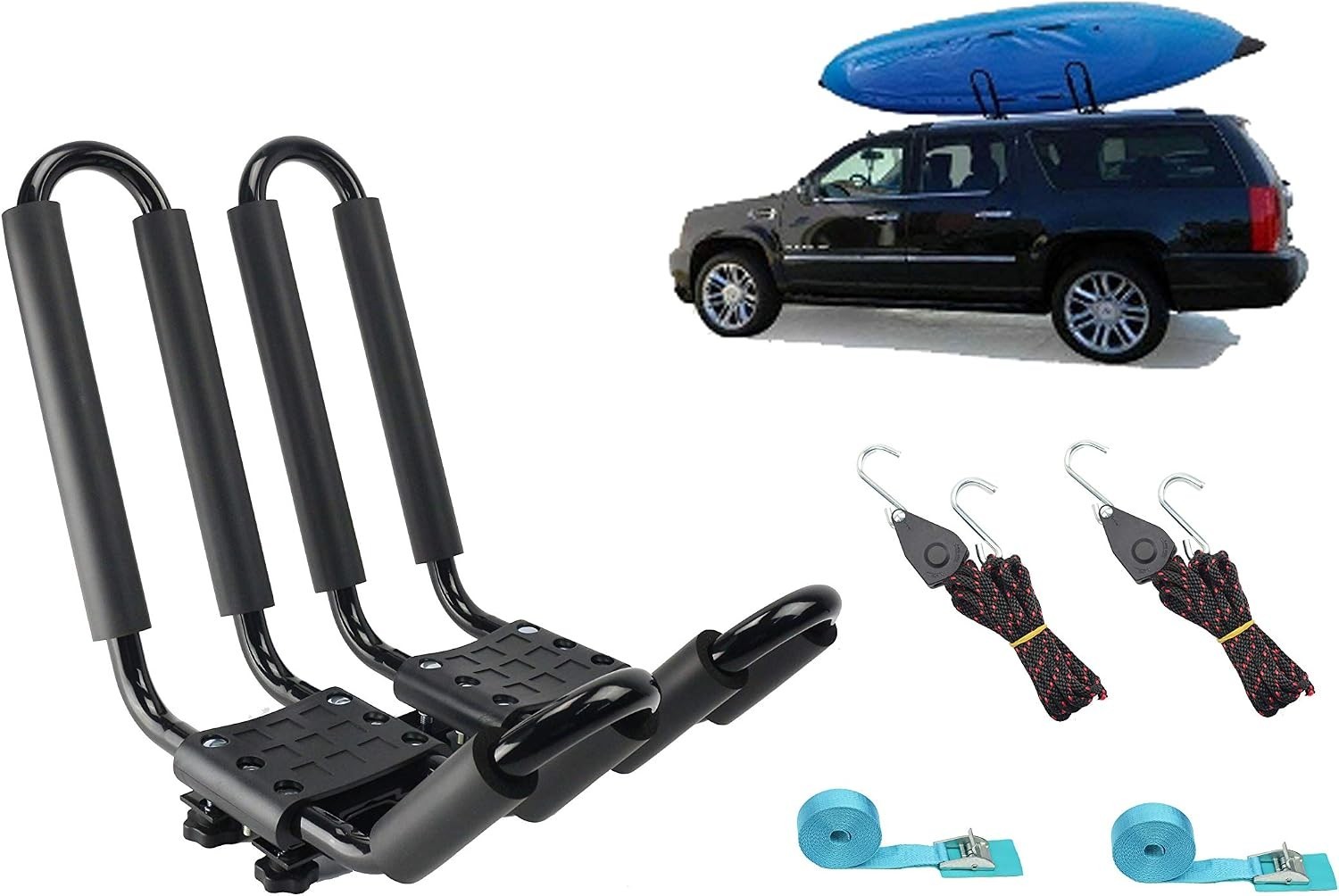 Universal Kayak Carrier with J Bar Design – Easy Installation & 150 lbs Load