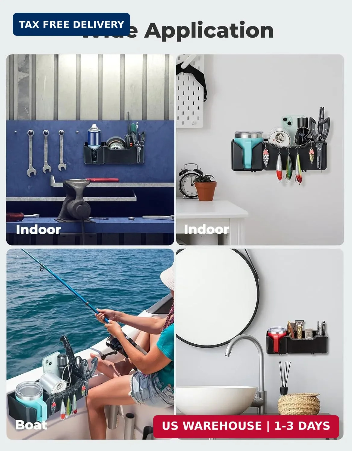 KEMIMOTO Boat Cup Holder, Boat Caddy Organizer Marine Cup Holders for Boats Univ
