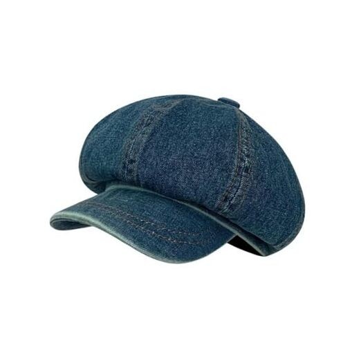 Newsboy Beret Caps for Women Men Cap Denim Autumn Spring One Size Dark Blue