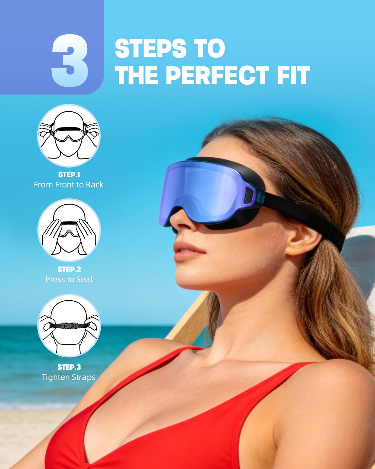 Aegend 2 Pack Swim One Size, Black/Purple Plated + Black/Silver