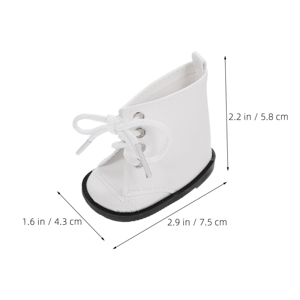 2 Pairs Durable White Miniature Doll Boots for 18 Inch Dolls Casual Outfit Shoes
