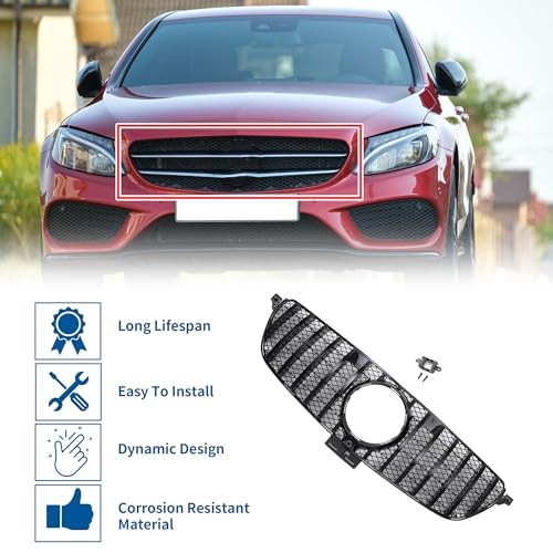 Black Front Upper Hood Bumper Grille Grill for Mercedes-Benz GLE300d 2016