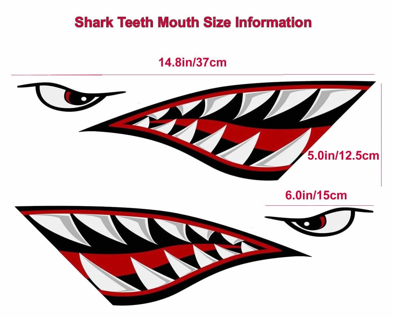 Shark Teeth Mouth Reflective Decals Graphics Sticker Fishing Boat Canoe Car