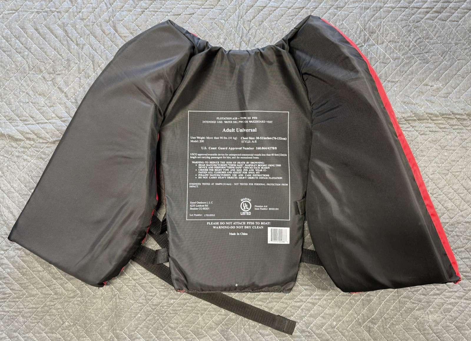 (2) Sets – X2O Universal Adult Life Jackets (Chest Size: 30″ – 52″) *Blue & Red*