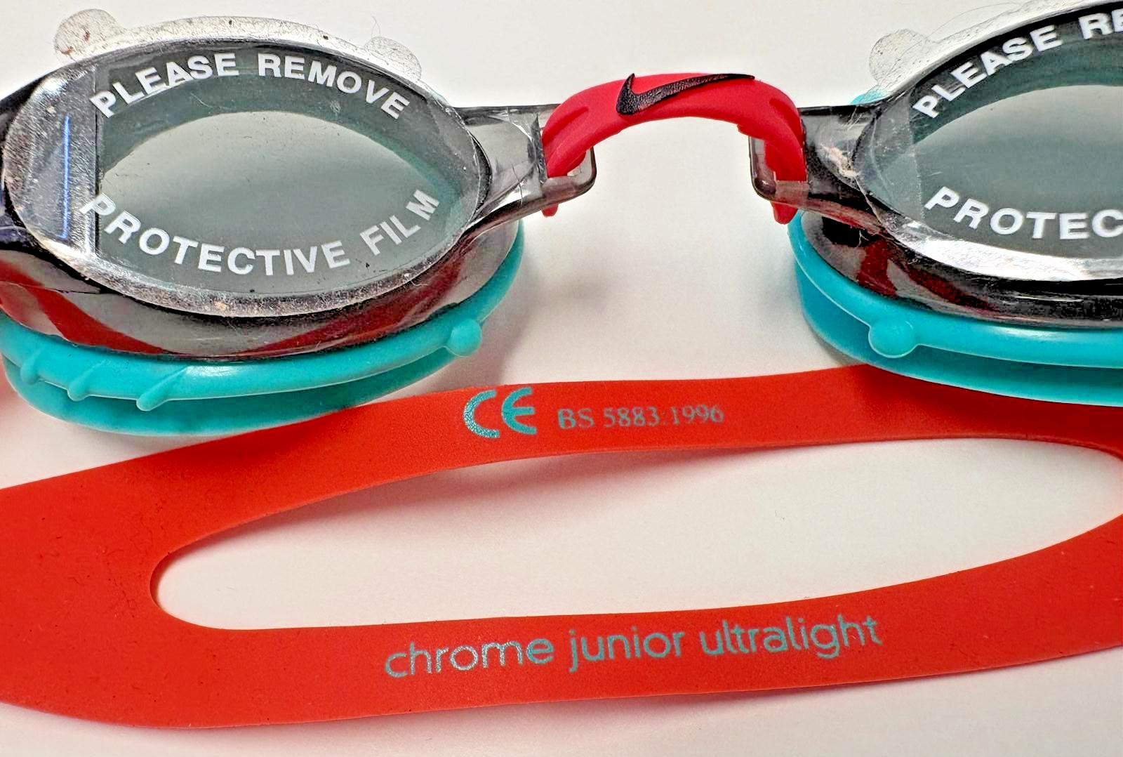 Nike Chrome JR swim goggles Green/Red NEW