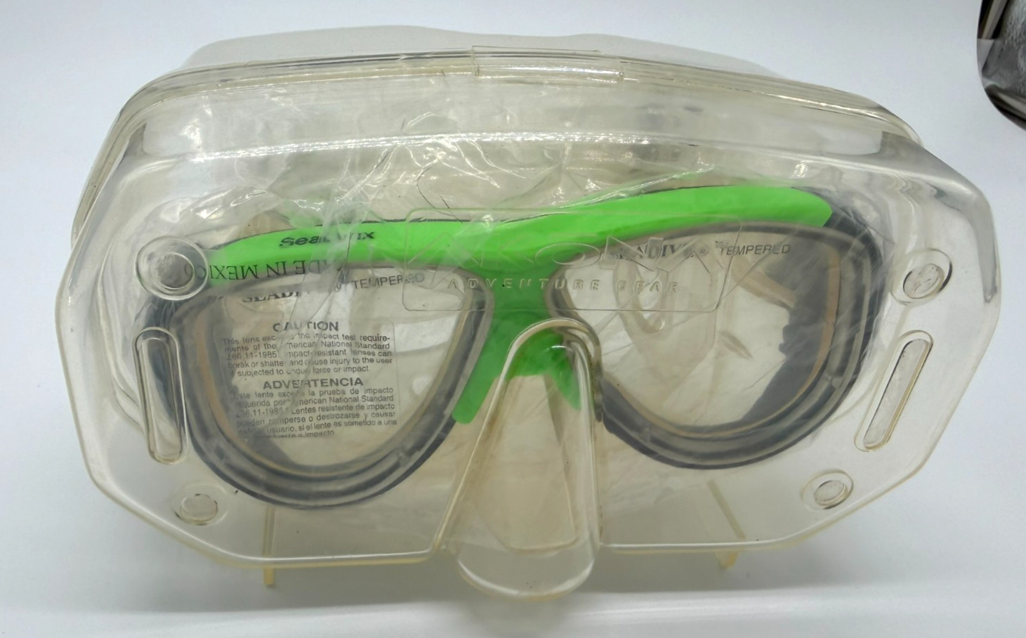 Vintage SeaDive SeaLynx Tempered Glass Scuba Diving Mask – Neon Green-Akona Box