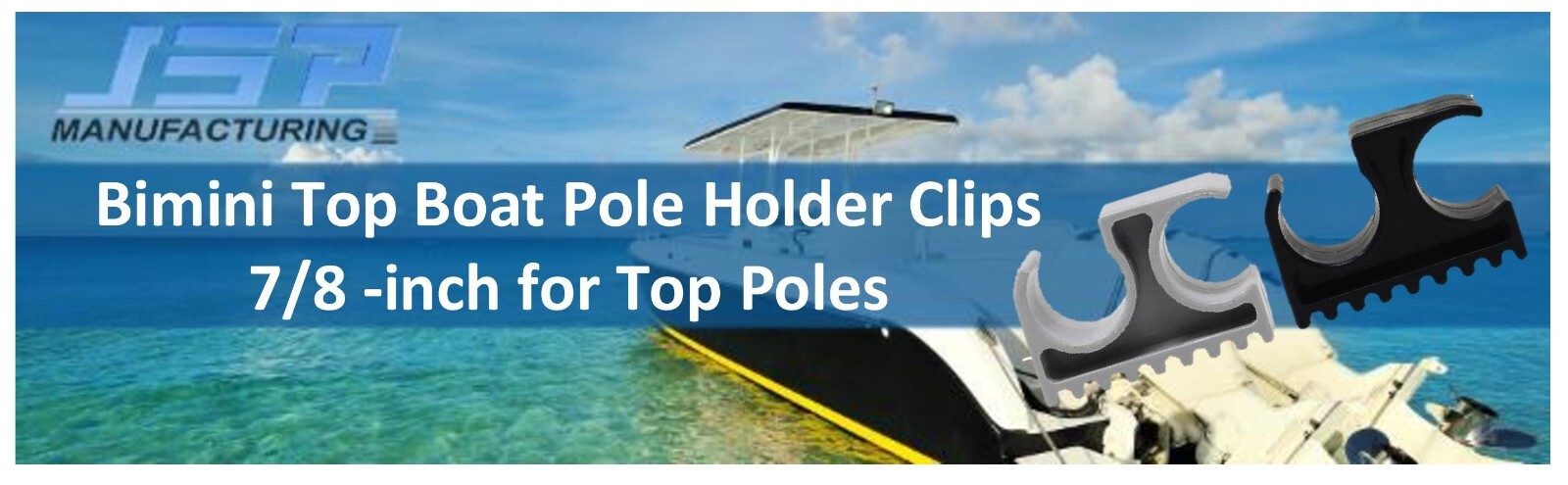 Grey Bimini Top Boat Pole Clips Holder for 7/8-inch Bimini Top Poles