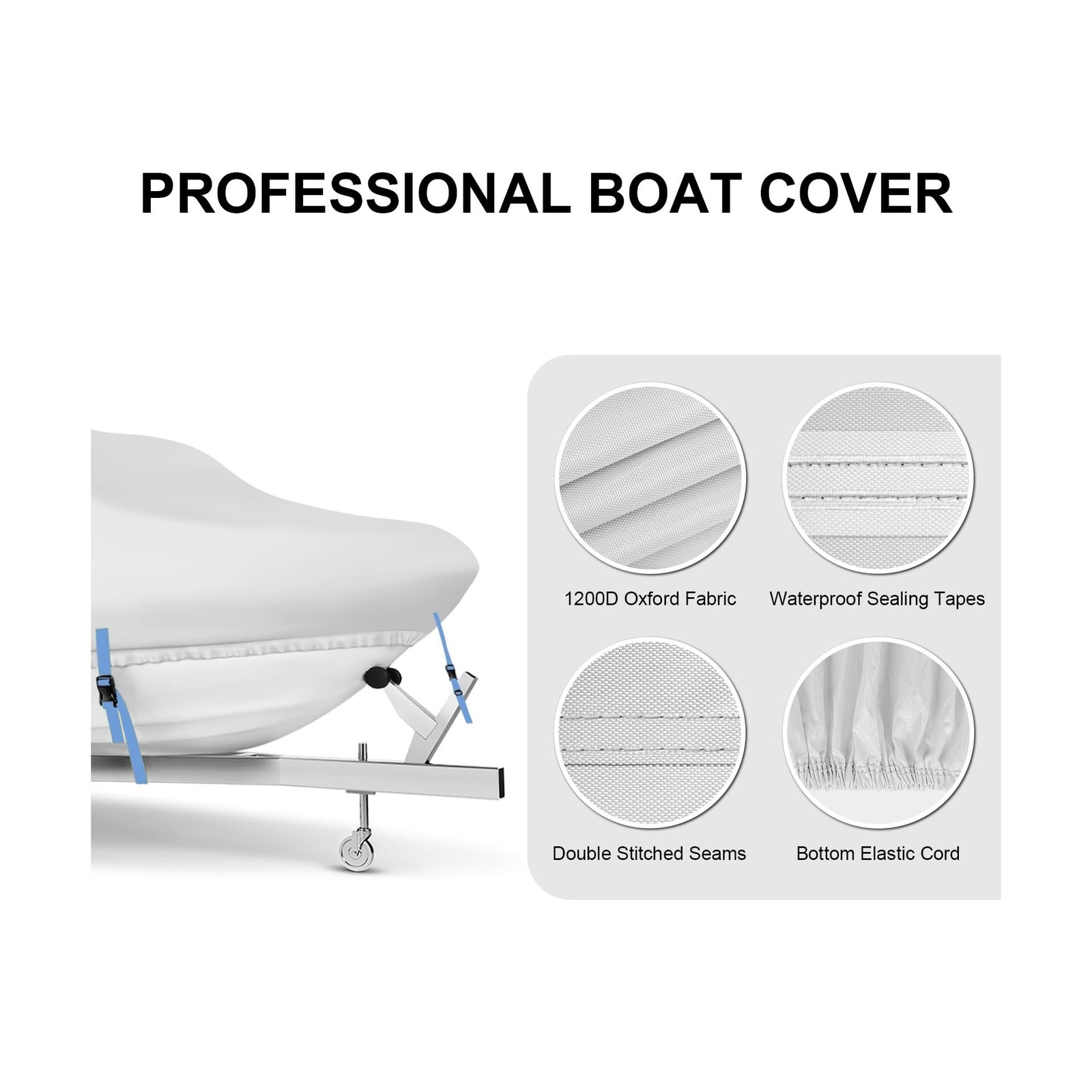 Boat Cover 24-26 ft, Waterproof 1200D Heavy Duty Boat Cover, PU Marine Grade …