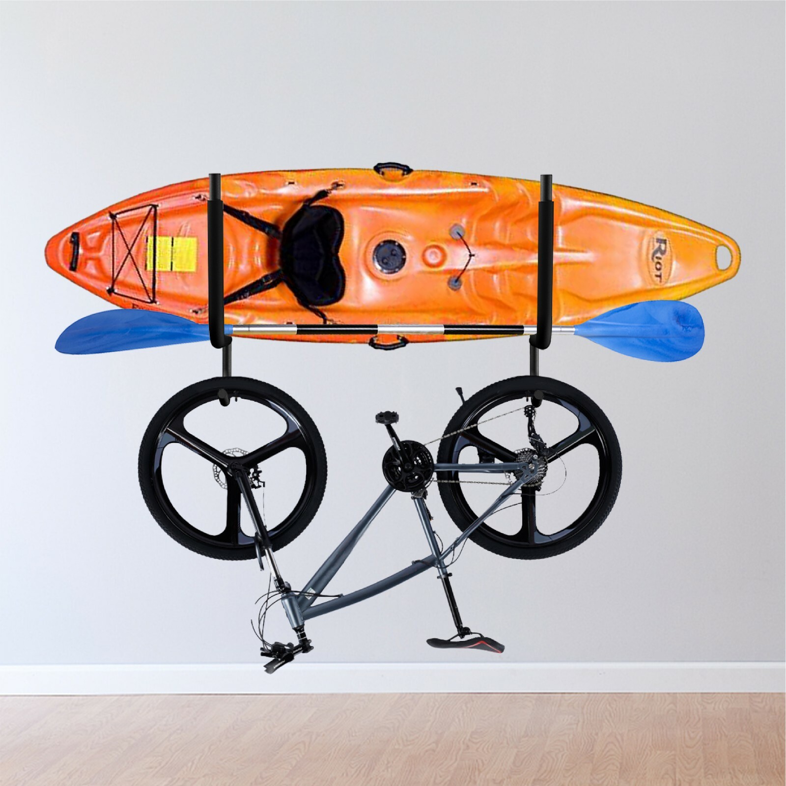 2 Pcs Folding Kayak Rack Wall Mount Ladder Surfboard Canoe Storage Hanger Hooks