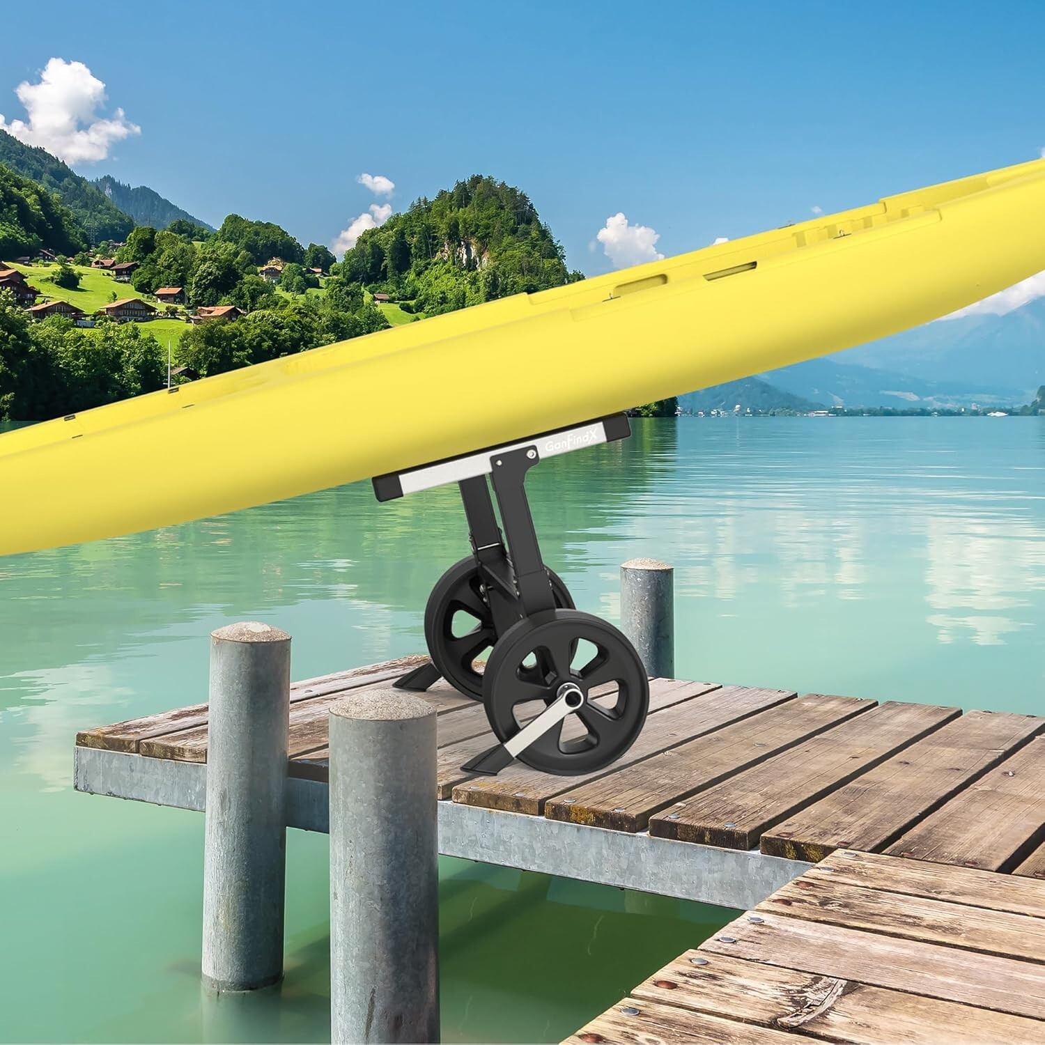 Upgraded Foldable & Aluminium Kayak Cart Dolly Equipped with Elastic Straps