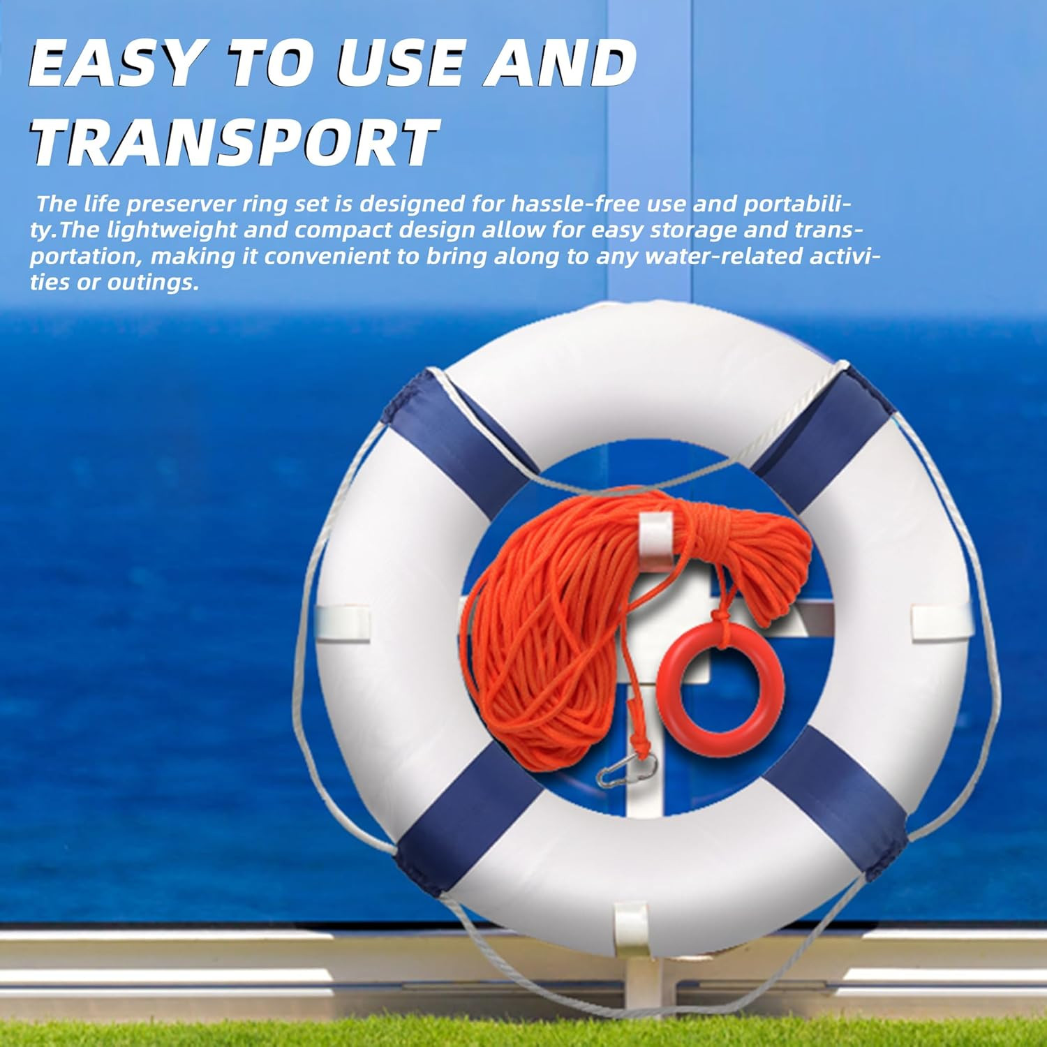 20″ Foam Life Preserver Ring with 98.4Ft Floating Lifesaving Rope