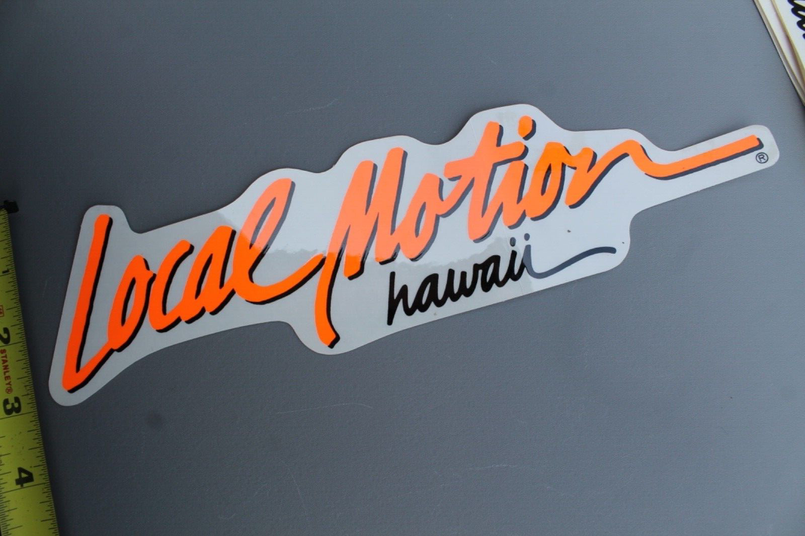LOCAL MOTION Hawaii Surfboard Clear Neon Orange 80’s LM1 Vintage Surfing STICKER