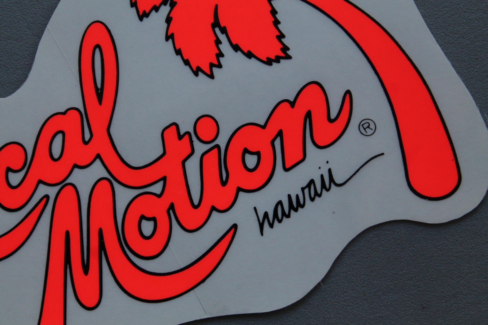 LOCAL MOTION Hawaii Surfboard Clear Neon Orange LM3 80’s Vintage Surfing STICKER