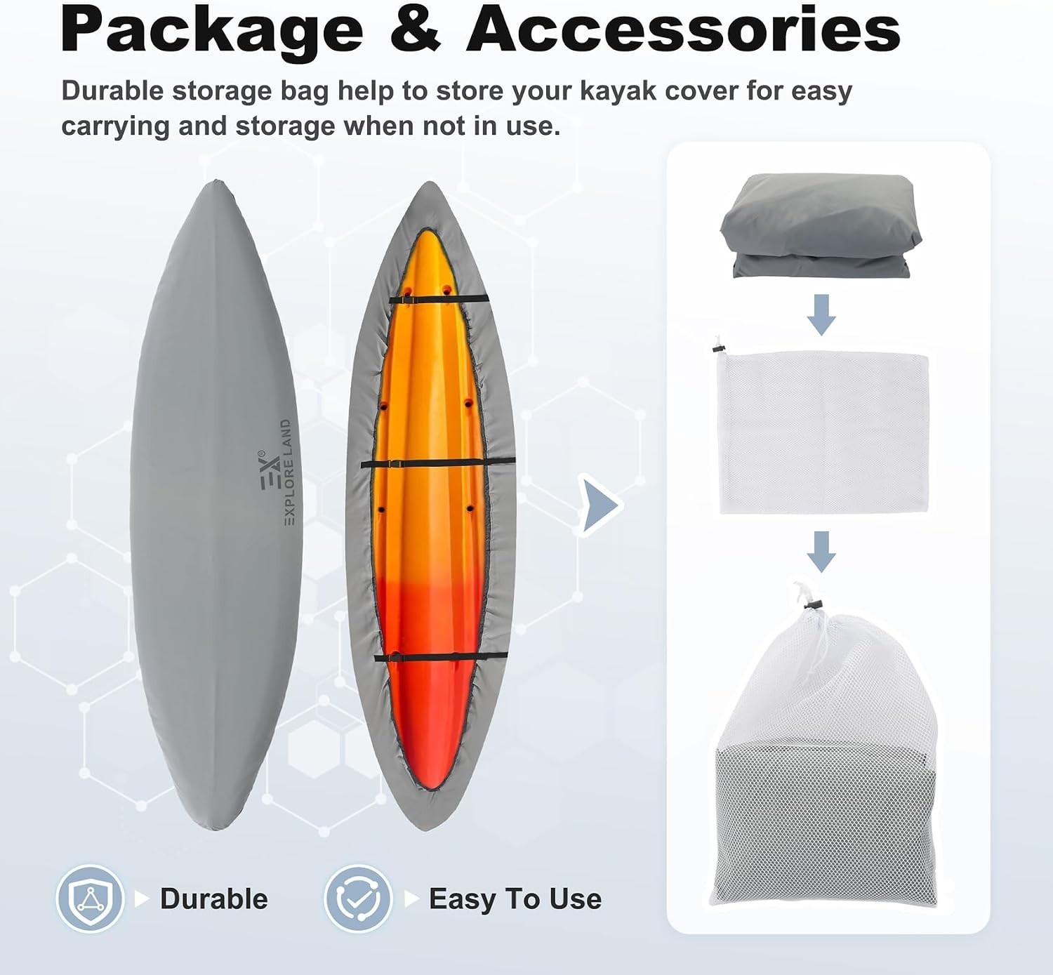 All-Weather Kayak Storage Cover – 10.8-12ft, Grey