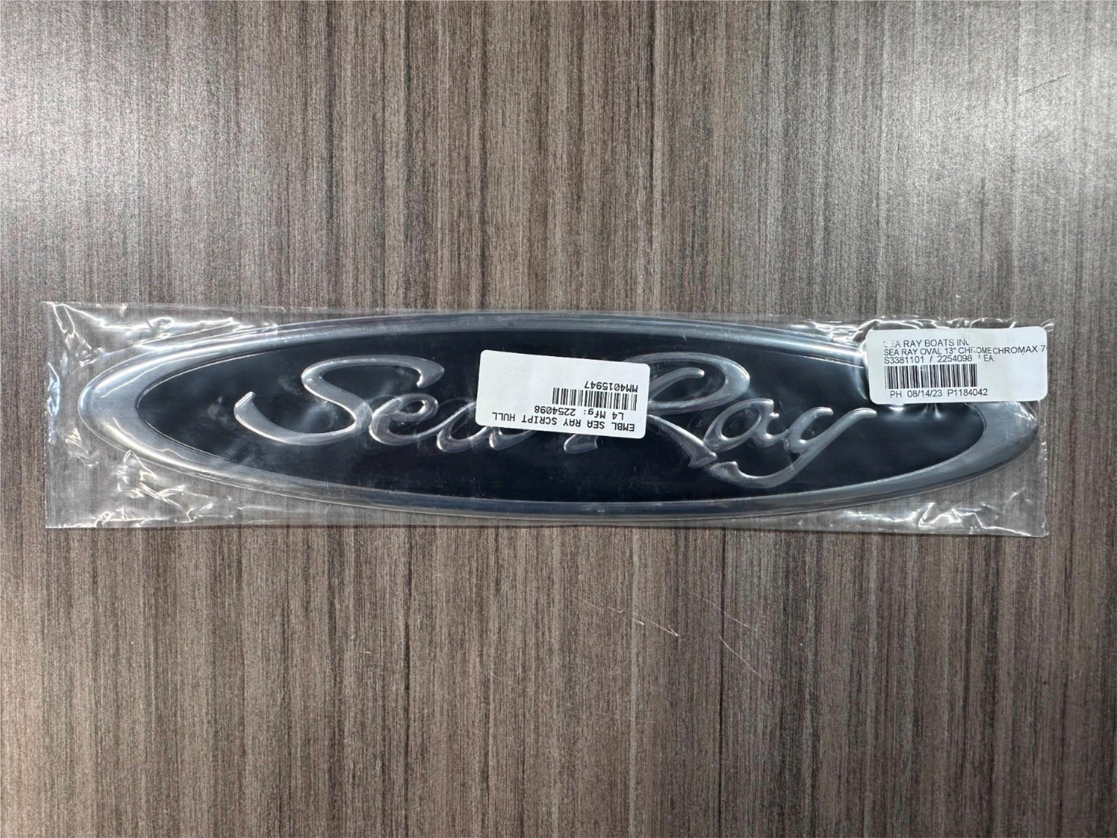 Sea Ray 2254098 EMBLEM SEA RAY SCRIPT HULL LOGO 13″ CHROME, (MIA)