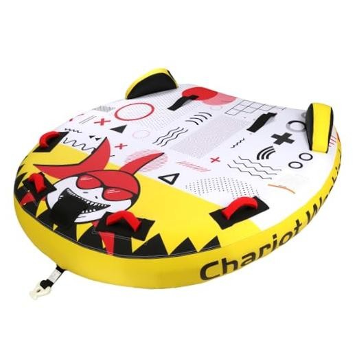 Towable Tube for Boating, 1–2 Person Inflatable Towable Tube with Shark Airplan