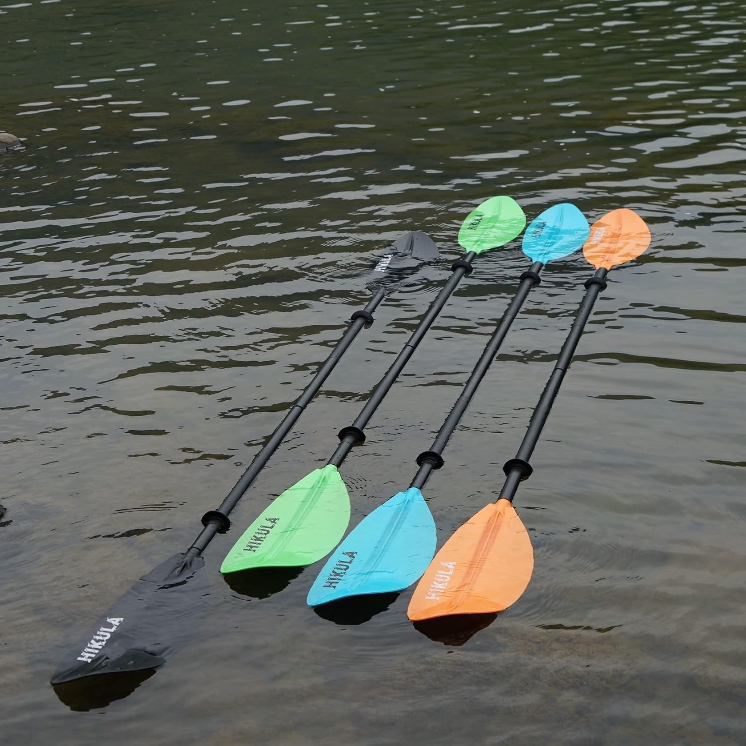 Kayak Paddle 4 Pieces Aluminum Shaft and PP Blade Floating 86.6In/220Cm, 90.5Inc