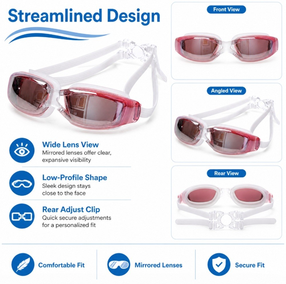 Comfortable Swimming Goggles UV Protection Anti‑Fog Mirror Lens for Adults & Kid