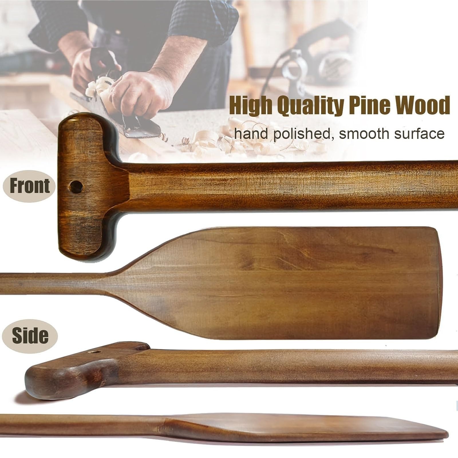 RUBAPOSM Vintage Wooden Canoe Paddle 4ft Ergonomic T-Handle