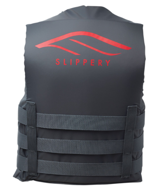 SLIPPERY HYDRO PFD NYLON LIFE VEST PRESERVER WHISTLE USCGA CHARCOAL/RED SM/MD