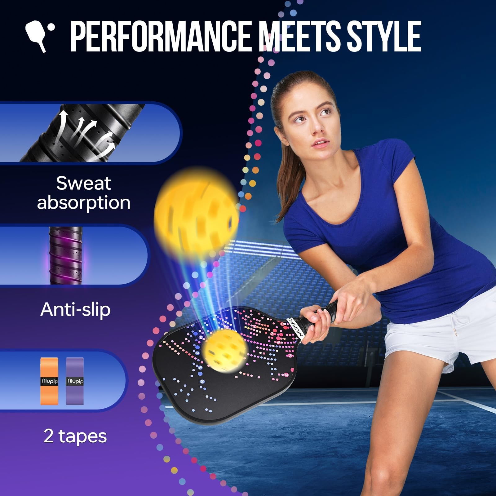 Niupipo Pickleball Paddles Fiberglass Surface Pickleball Set Lightweight Pickle