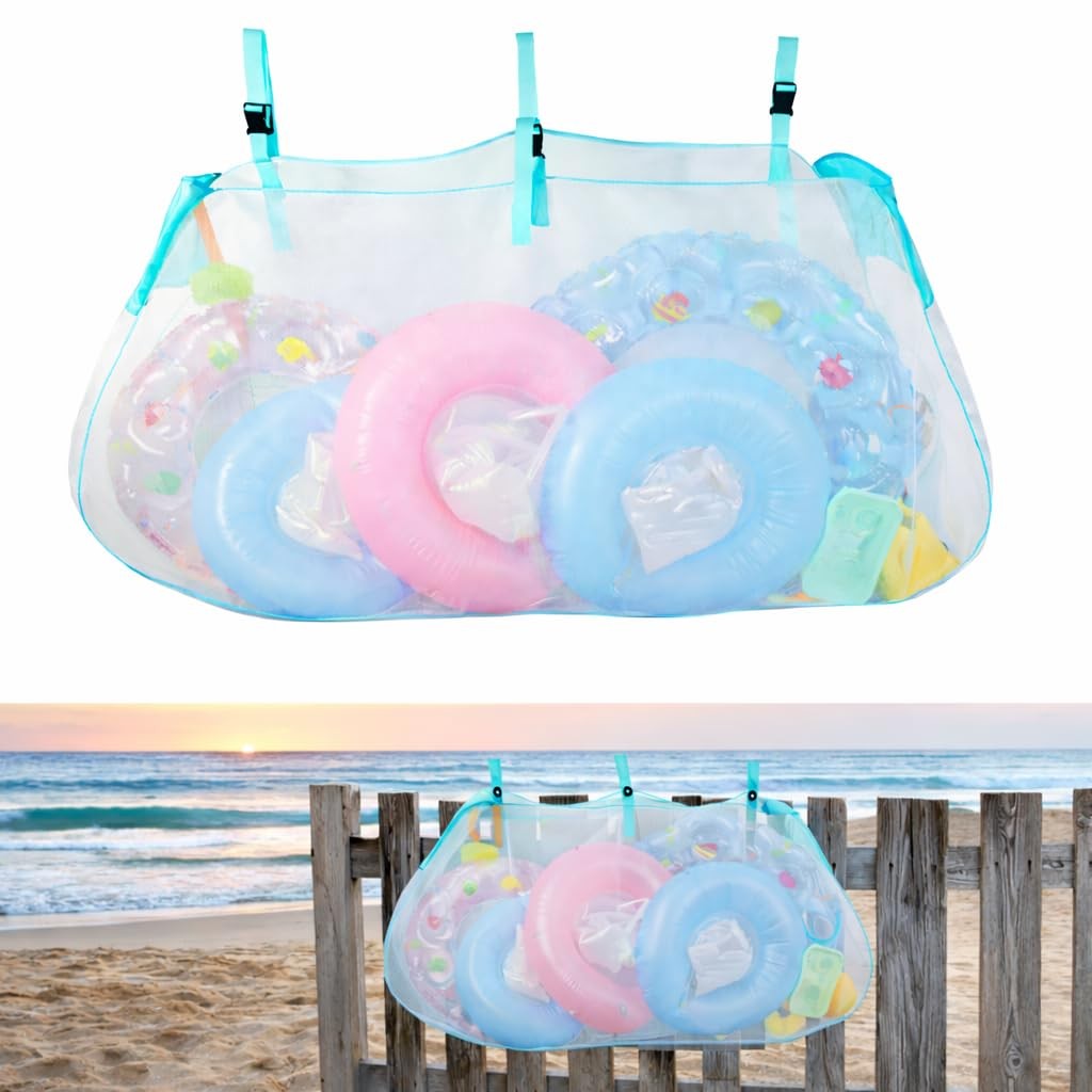 Pool Float Storage Organizer Net, Large Mesh Pool Toy Holder with Adjustable …