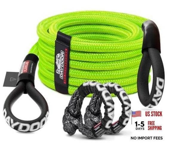 Recovery Tow Rope Kit with 2 Soft Shackles, 7/16 Inch x 30 ft 31,200 Lbs