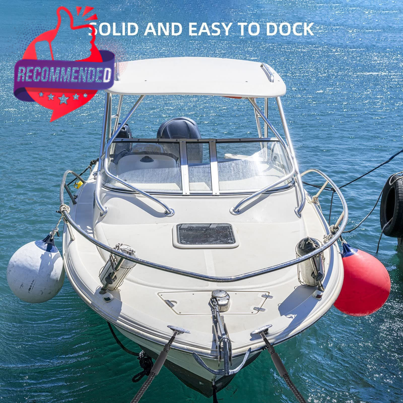 Bungee Dock Lines for Boats 4ft, 2 Pack Shock Absorbing Mooring 4Ft, Black
