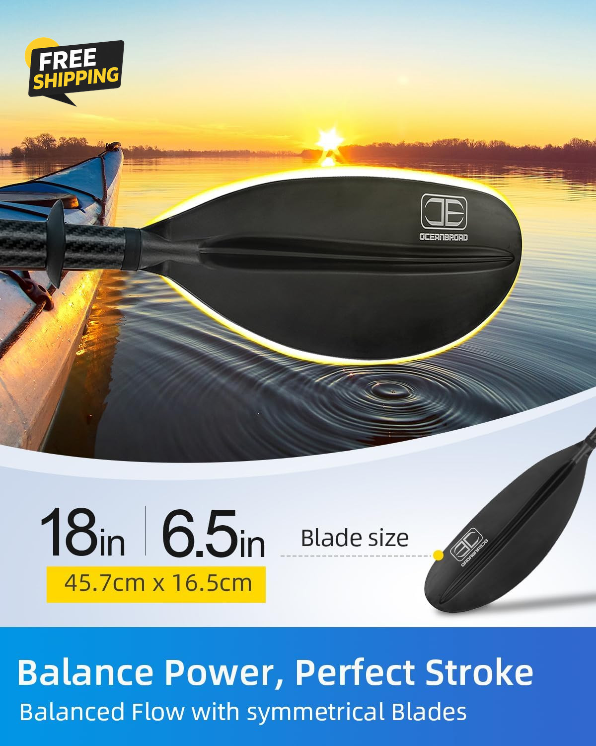 Adjustable Carbon Fiber Kayak Paddle 86In/220Cm to 94In/240Cm Kayaking Oar