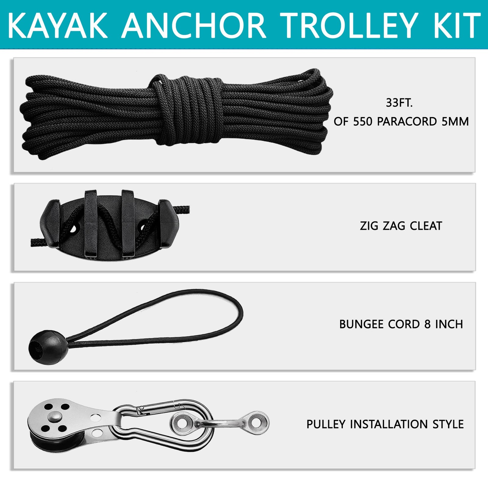 Kayak Anchor Trolley Kit Wizard LeverLock Trolley,Anchor…